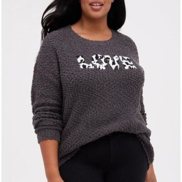 torrid Sweaters - Torrid Womens Love Logo Sweatshirt Sweater size L Gray Boucle Knit